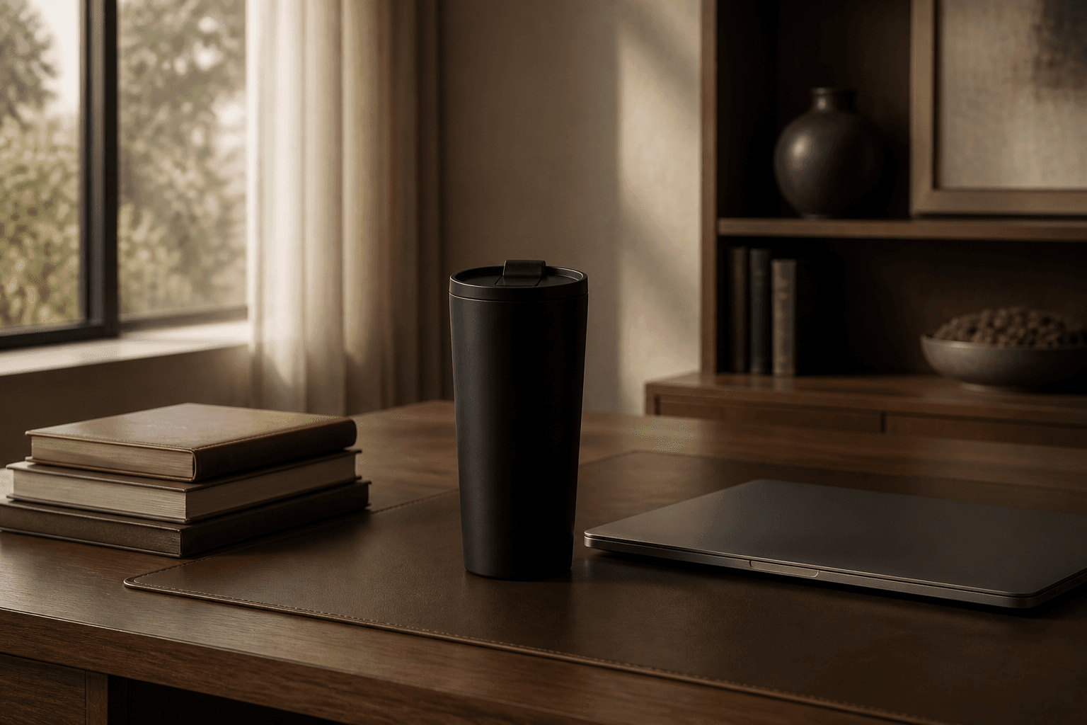 Executive Tumbler on a walnut desk in a home office