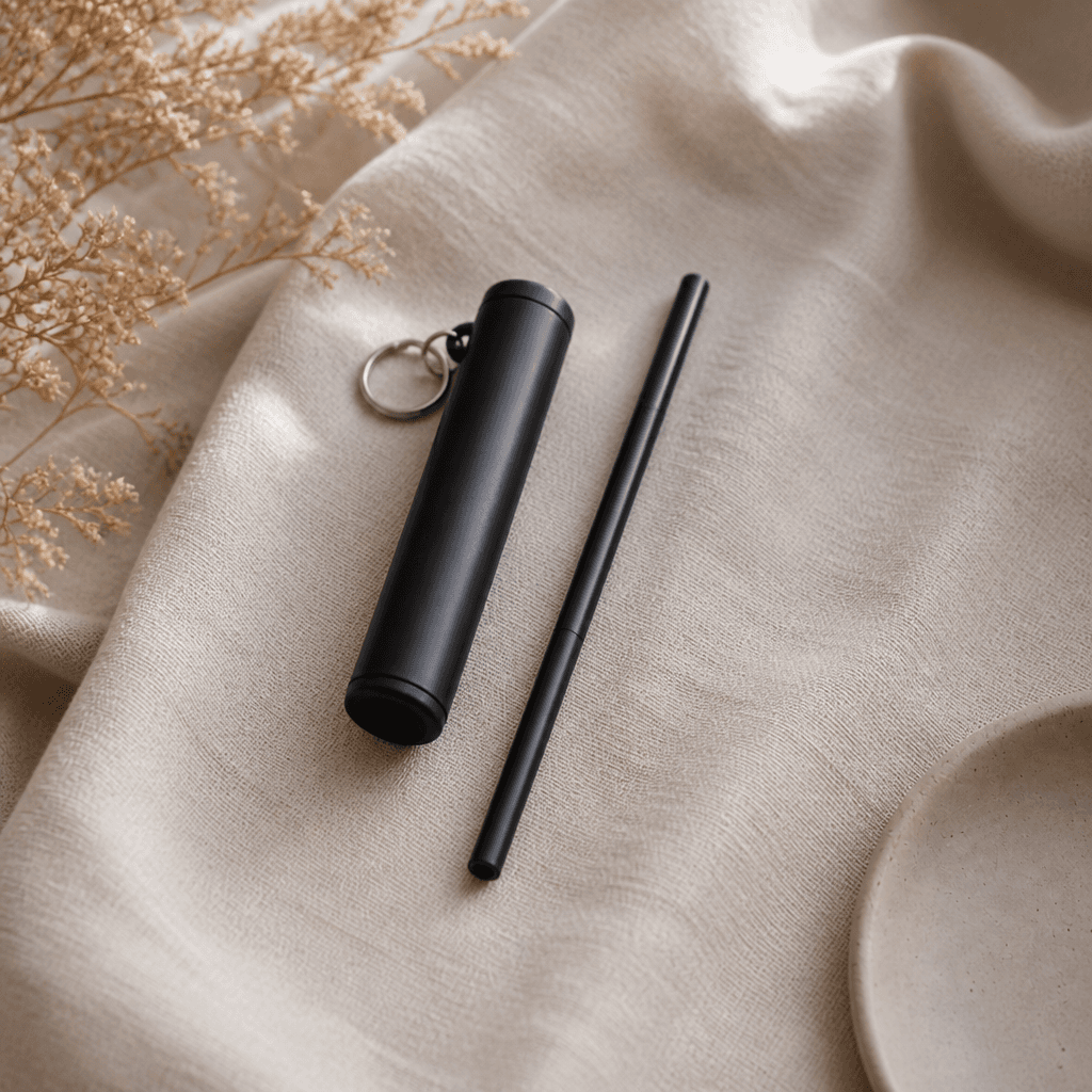 Reusable metal straw in a magnetic case docked to the lid